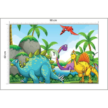 Fototapeta Dinozaury Zieleń I Palmy