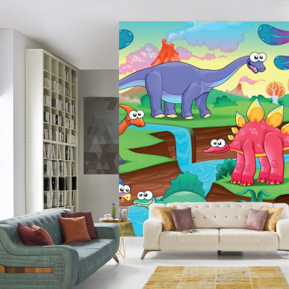 Fototapeta Kolorowe Bajkowe Dinozaury