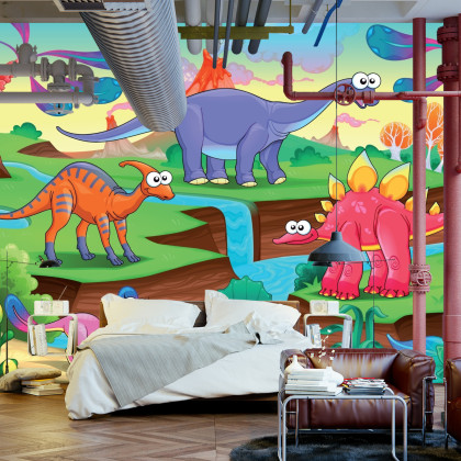 Fototapeta Kolorowe Bajkowe Dinozaury