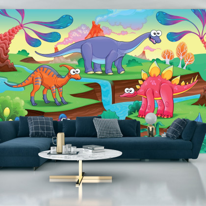 Fototapeta Kolorowe Bajkowe Dinozaury