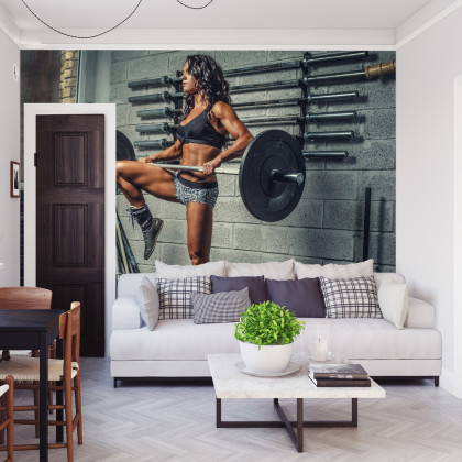 Fototapeta Wysportowana Kobieta Podnosząca Sztangę