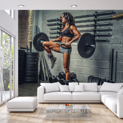 Fototapeta Wysportowana Kobieta Podnosząca Sztangę