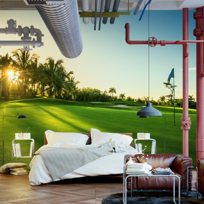 Fototapeta Pole Golfowe O Wschodzie Słońca