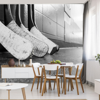 Fototapeta Czarno-Białe Kije Hokejowe