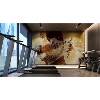 Fototapeta Kolaż Ze Sportowcem I Miastem Nocą