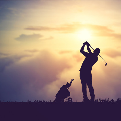 Fototapeta Golfista Na Tle Zachodu Słońca
