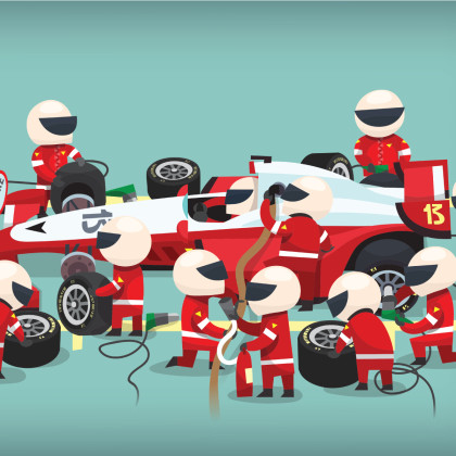 Fototapeta Pit Stop Bolidu F1