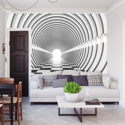 Fototapeta 3D Tunel - Czarno-Biała