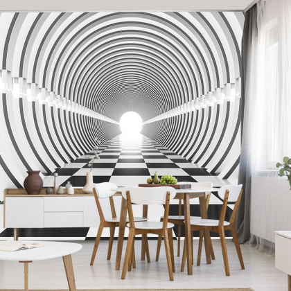 Fototapeta 3D Tunel - Czarno-Biała