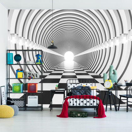 Fototapeta 3D Tunel - Czarno-Biała