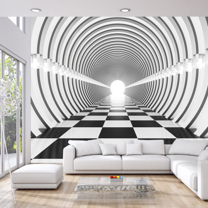 Fototapeta 3D Tunel - Czarno-Biała