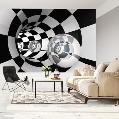 Fototapeta 3D Tunel - Szachownica