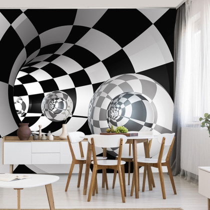 Fototapeta 3D Tunel - Szachownica