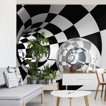 Fototapeta 3D Tunel - Szachownica