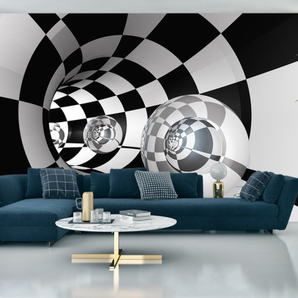 Fototapeta 3D Tunel - Szachownica