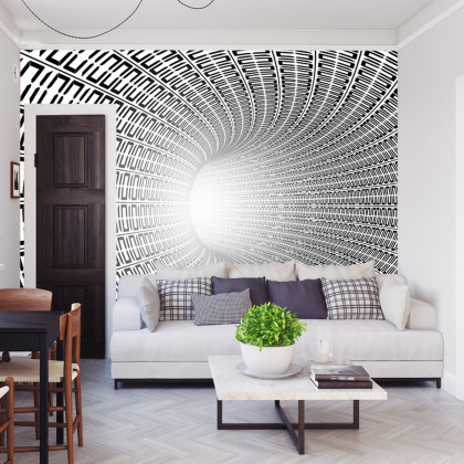 Fototapeta 3D Tunel - Czarno-Biała
