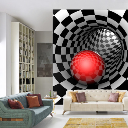 Fototapeta 3D Tunel - Szachownica