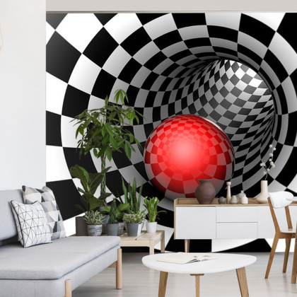 Fototapeta 3D Tunel - Szachownica