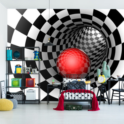 Fototapeta 3D Tunel - Szachownica