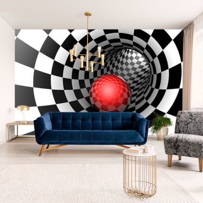 Fototapeta 3D Tunel - Szachownica