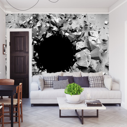 Fototapeta Dziura W Betonowej Ścianie 3D