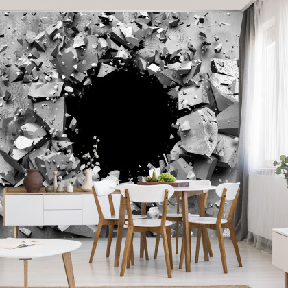 Fototapeta Dziura W Betonowej Ścianie 3D