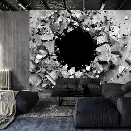 Fototapeta Dziura W Betonowej Ścianie 3D