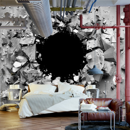 Fototapeta Dziura W Betonowej Ścianie 3D