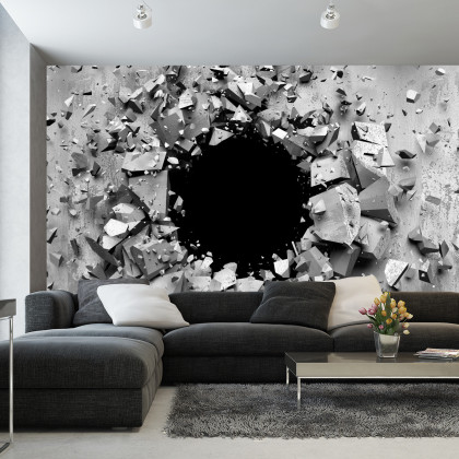 Fototapeta Dziura W Betonowej Ścianie 3D