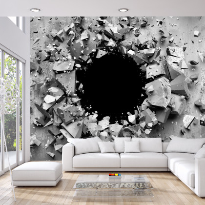 Fototapeta Dziura W Betonowej Ścianie 3D