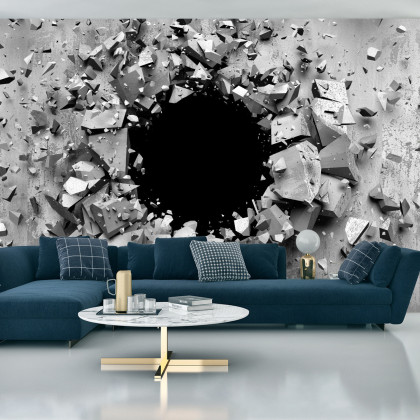 Fototapeta Dziura W Betonowej Ścianie 3D