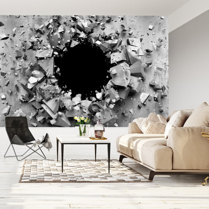 Fototapeta Dziura W Betonowej Ścianie 3D