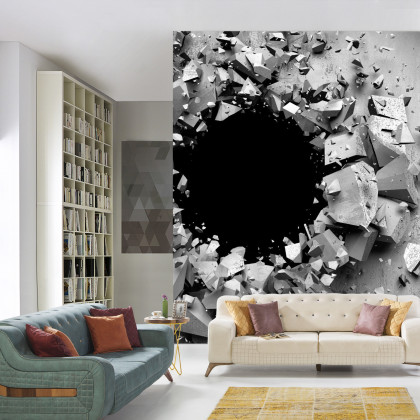 Fototapeta Dziura W Betonowej Ścianie 3D