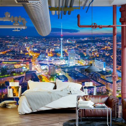 Fototapeta Berlin Z Lotu Ptaka Nocą