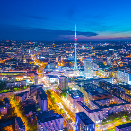 Fototapeta Berlin Z Lotu Ptaka Nocą