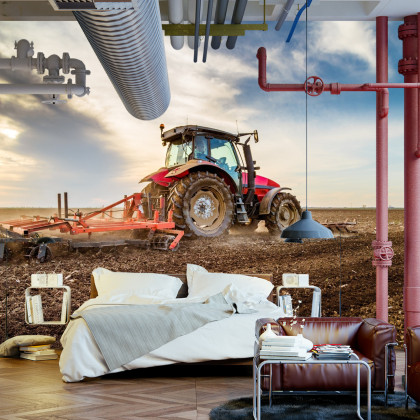 Fototapeta Traktor Pracujący Na Polu