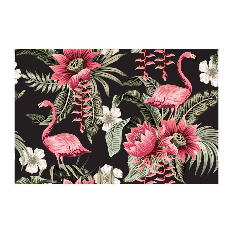 Fototapeta Tropikalne Kwiaty I Flamingi Vintage