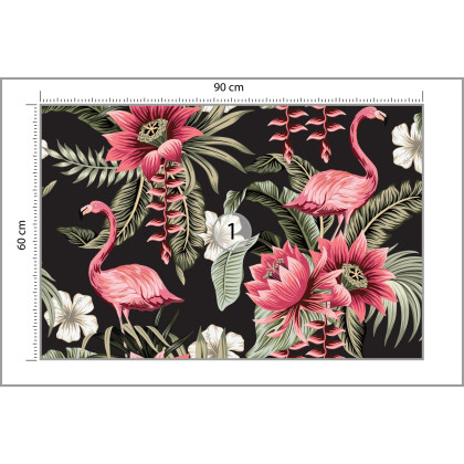 Fototapeta Tropikalne Kwiaty I Flamingi Vintage