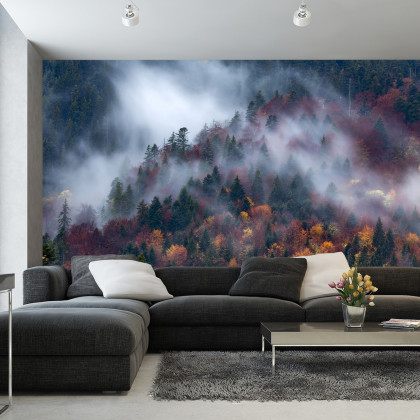 Fototapeta Jesienny Las W Pięknej Mgle