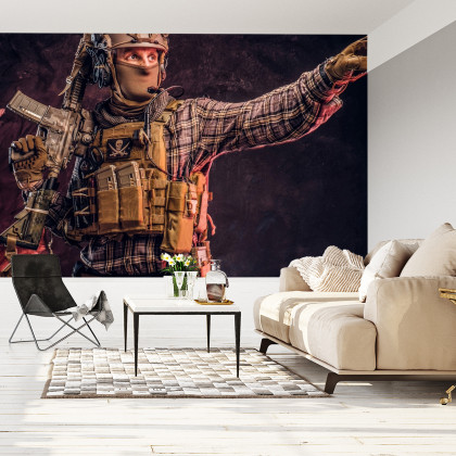 Fototapeta Żołnierz W Kamuflażu