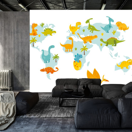 Fototapeta Mapa Świata Z Dinozaurami