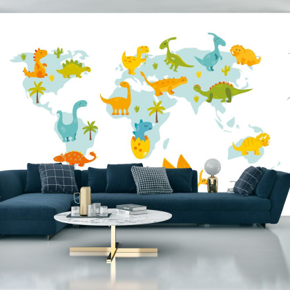 Fototapeta Mapa Świata Z Dinozaurami