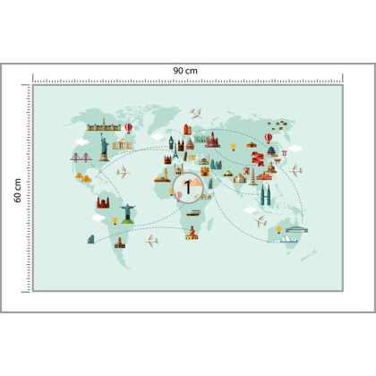 Fototapeta Mapa Świata Wielkie Zabytki