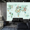 Fototapeta Mapa Świata Wielkie Zabytki