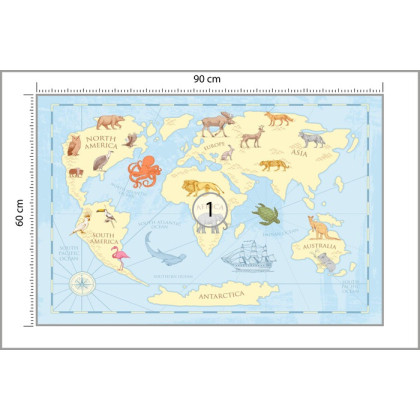 Fototapeta Klasyczna Mapa Świata Dla Dzieci