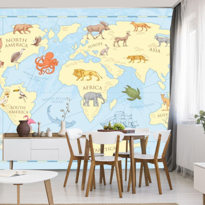 Fototapeta Klasyczna Mapa Świata Dla Dzieci