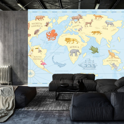 Fototapeta Klasyczna Mapa Świata Dla Dzieci