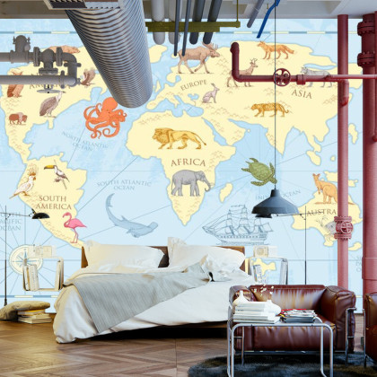 Fototapeta Klasyczna Mapa Świata Dla Dzieci