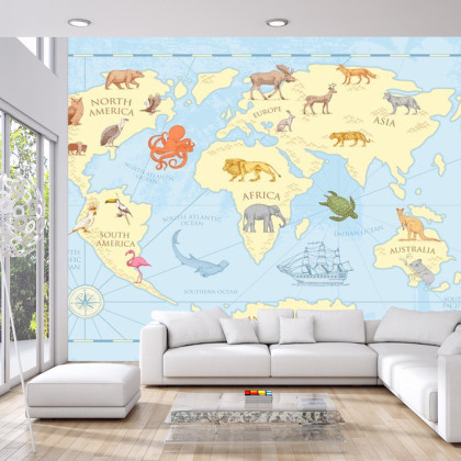Fototapeta Klasyczna Mapa Świata Dla Dzieci