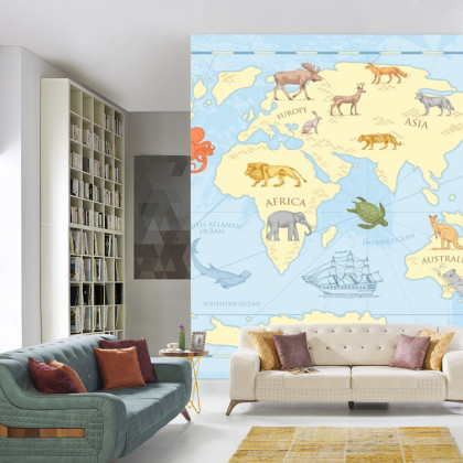 Fototapeta Klasyczna Mapa Świata Dla Dzieci